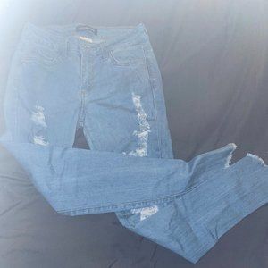 Light Wash High Waisted Distressed Skinny Jeans